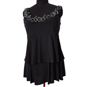 Peplum Top Slimming Ruffle Neckline Empire Style Large Tiana B. Size L